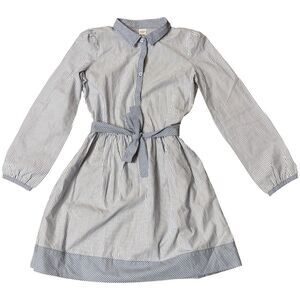 Carters Girls Kids Cotton Blue White Stripe Dress With Belt Preppy Size 14 NWOT